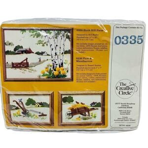 VTG NOS 1984 Creative Circle BIRCH HILL FARM 0335 Sealed Crewel Kit Persian Wool